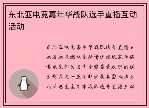 东北亚电竞嘉年华战队选手直播互动活动