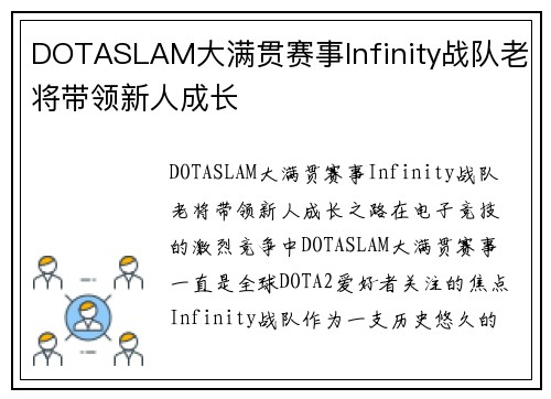DOTASLAM大满贯赛事Infinity战队老将带领新人成长